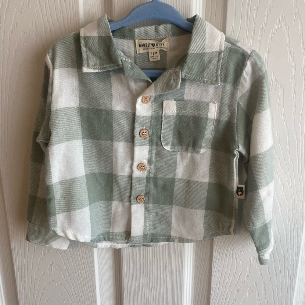 Kids Green Plaid Shirt
